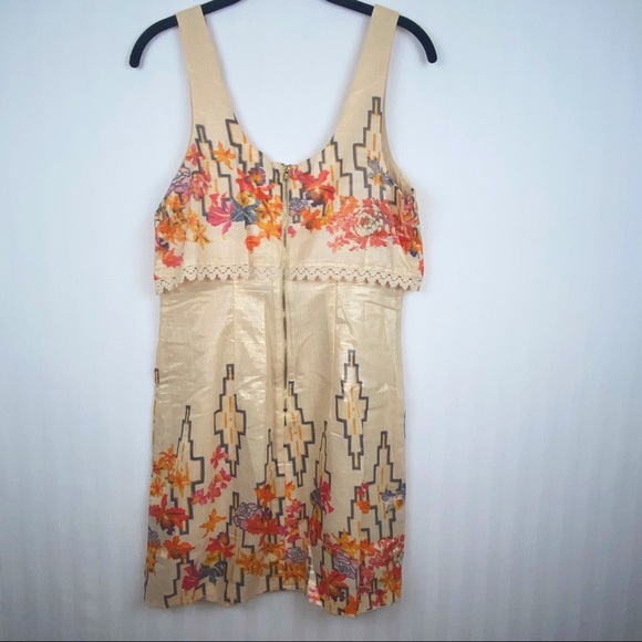 Free People Metallic Floral Mini Dress Size 6 S - Picture 8 of 9